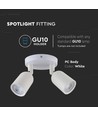 2xGU10 Vägg/takmonterad spot - Vit, IP20 inomhus, utan ljuskälla