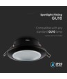 Spot encastrable noir pour GU10/MR16 - D: 9,25cm, intérieur et extérieur