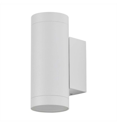 Applique murale GU10 avec éclairage haut/bas - Blanc, IP44, cylindrique, extérieur, sans source lumineuse