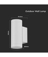 GU10 wandlamp met up/down licht - Wit, IP44, cilindrisch, buiten, zonder lichtbron