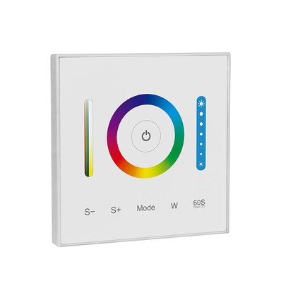 Contrôleur mural 3-en-1 pour RGB / RGBW / RGB+CCT - 12V-24V, RF 2.4GHz, 86x86mm, blanc, panneau tactile