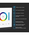 3-i-1 veggcontroller til RGB / RGBW / RGB+CCT - 12V-24V, RF 2.4GHz, 86x86mm, hvit, touch panel