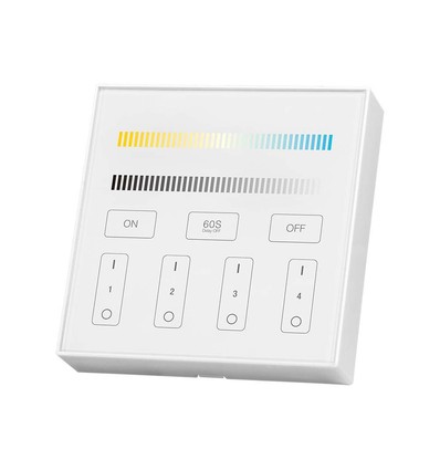 4-zone WiFi/WLAN touch panel voor LED strips - 12V/24V, wit, 86x86mm, voor single color en CCT