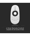 Télécommande RF 4 zones pour strips LED - 2.4GHz, portée jusqu'à 30m, blanc, 4 zones