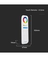 Télécommande 8 zones pour LED - 3V, blanc, roue chromatique tactile, 2.4GHz, adaptée aux strips LED