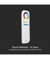 8-soners fjernkontroll til LED - 3V, hvit, touch fargehjul, 2.4GHz, passer til LED strips