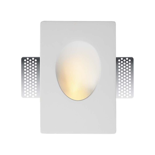 Spot encastrable GU10 en plâtre, rond - Blanc, peut être peint, IP20 intérieur, trou : 18,5 x 12,5 cm, sans source lumineuse