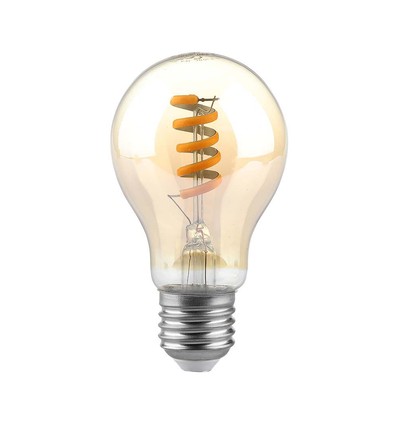 Ampoule LED E27 4W - Filament spirale, verre ambré, 1800K