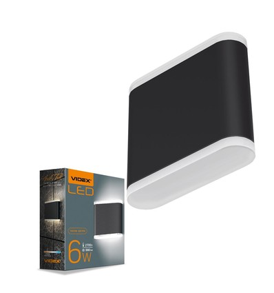 Applique murale LED 6W noire Up/Down - 660lm, IP54 extérieur, 2700K, 110lm/W, source lumineuse incl.