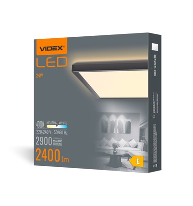 24W LED taklampe, sort - 4000K, IP20 innendørs, Ra 88