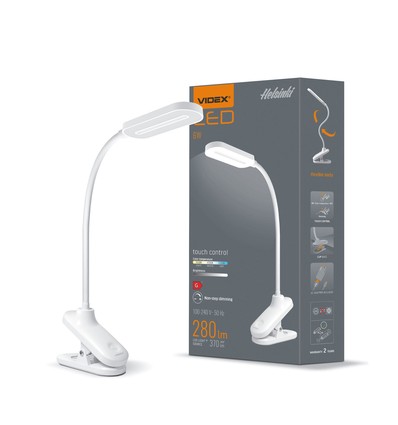 6W LED dimbar skrivebordslampe med klemme - Helsinki, 370lm, 3-trin CCT, hvit, 120° lysvinkel