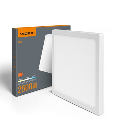 24W LED taklampe, 3-i-1 CCT - 2500lm, 29,2 x 29,2cm, hvit kant, innfellings- eller utenpåliggende panel