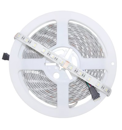 Ruban LED 5 mètres 12W/m RGB+WW - 24V DC, IP65, 60 LED par mètre