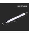 60cm 2,5W LED kastverlichting met sensor - Zwart, 3000K, oplaadbaar, PIR sensor, 5V USB