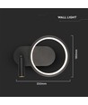 14W designer vegglampe i metall - 1500lm, sort, 360 grader, IP20, inkl. lyskilde