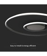 60cm 48W dæmpbar LED designer loftslampe - 5150lm, TRIAC dæmpbar, sort kant, Ø60cm, 4000K