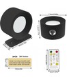 4,5W Oppladbar vegglampe CCT - IP20, rund, mattsort, 360° roterbar, inkl. lyskilde og fjernkontroll