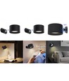 4,5W Oppladbar vegglampe CCT - IP20, rund, mattsort, 360° roterbar, inkl. lyskilde og fjernkontroll