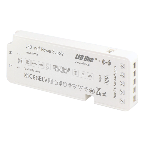 Outlet: 36W strømforsyning - Til Sono og Reco møbelspot, 5 utganger