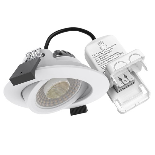 7W Inbouwspot RA96, DimToWarm+CCT, Dimbaar - Gat: Ø6,8 cm, Afm: Ø8,3 cm, Witte rand