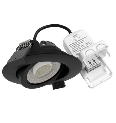 Spot encastrable 7W Ø8,3cm DimToWarm+CCT dimmable RA96 - Perçage : Ø6,8 cm, Dimensions : Ø8,3 cm, Noir, bord blanc