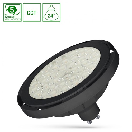 Ar111 LED 8,5W GU10 - 230V, 24°, CCT, sort, Spectrum