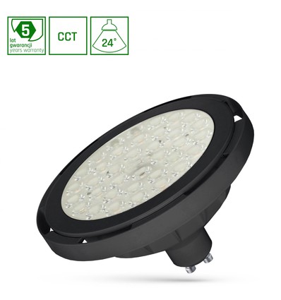 Ar111 LED 8,5W GU10 - 230V, 24°, CCT, noir, Spectrum