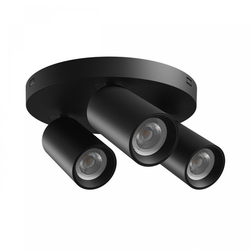 Rund taklampe med 3 spotter, GU10 - Sort, Ø22cm, IP20 innendørs, uten lyskilde