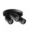 Ronde plafondlamp met 3 spots, GU10 - Zwart, Ø22cm, IP20 binnen, zonder lichtbron