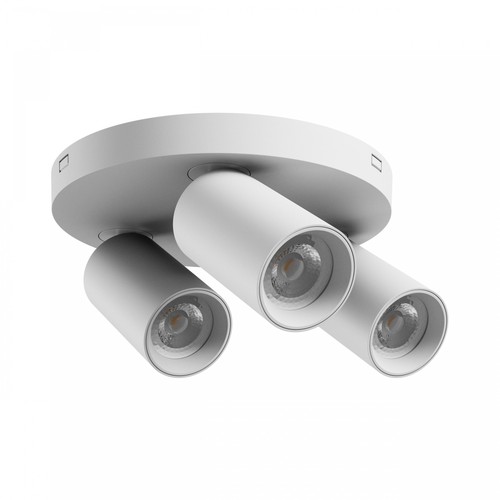 Ronde plafondlamp met 3 spots, GU10 - Wit, Ø22cm, IP20 binnen, zonder lichtbron