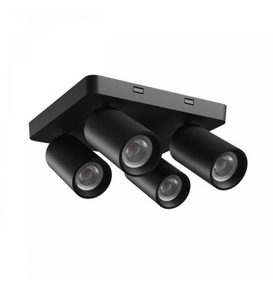 Plafonnier avec 2x2 spots, GU10 - Noir, IP20 intérieur, sans source lumineuse