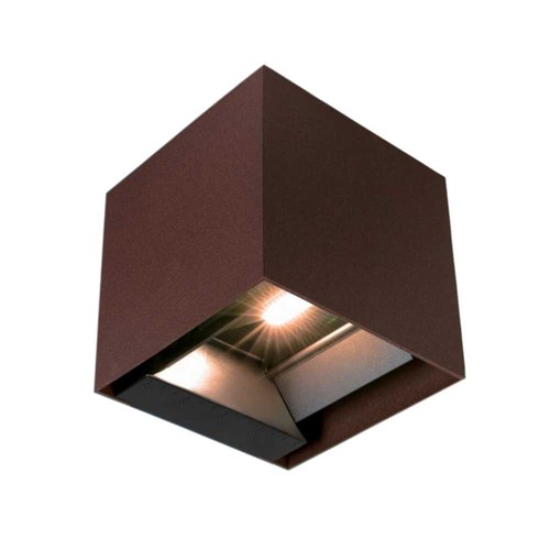 9W LED Solcelle vegglampe - IP65, CCT, 3 lysfarger, PIR-sensor, cortenfarget hus