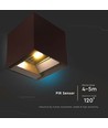 9W LED Wandlamp op zonne-energie - IP65, CCT, 3 lichtkleuren, PIR-sensor, cortenkleurige behuizing