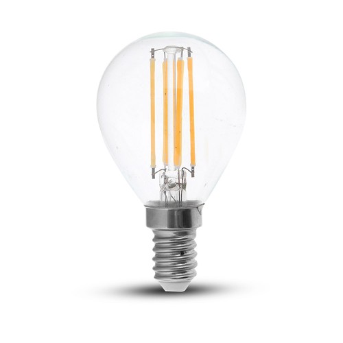 E14 6W filament LED kronepære - P45, 600lm, klart glas, Samsung LED chip