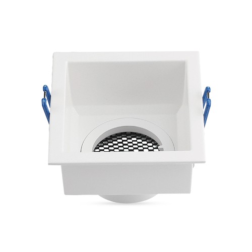 Spot encastrable GU10, carré - Anti-éblouissement, blanc, aluminium, Honeycomb, trou : 80x80mm, sans source lumineuse