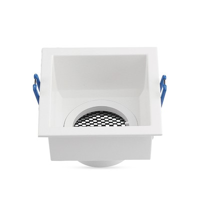 Spot encastrable GU10, carré - Anti-éblouissement, blanc, aluminium, Honeycomb, trou : 80x80mm, sans source lumineuse