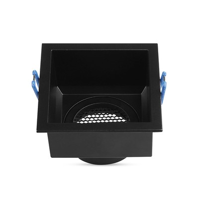 GU10 innfellingsspot, kvadratisk sort - Honeycomb anti-glare, aluminium, hull: 80x80mm