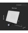 Projecteur LED 20W avec détecteur - 120lm/W, IP65, noir, 3000K, détecteur PIR