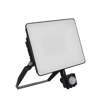 30W LED projektør med sensor - 120lm/W, IP65, PIR sensor, sort, kold hvid, udendørs
