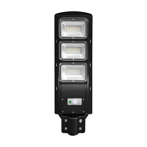 12W solcelle LED gadelampe - 1200lm, IP65, 6000K, sort, inkl. solpanel og batteri