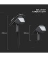 Spot de jardin solaire LED 1,3W avec piquet - CCT réglable, IP65, lampe solaire