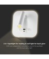 8W LED sengevegglampe med USB/PD lading - CREE chip, 3000K, hvit, inkl. lyskilde