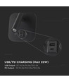 8W LED senge-vegglampe med USB-lading - Sort, 3000K, CREE chip, USB-A og USB-C