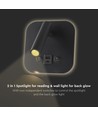 Applique de lit LED 8W avec chargement USB - Noir, 3000K, puce CREE, USB-A et USB-C