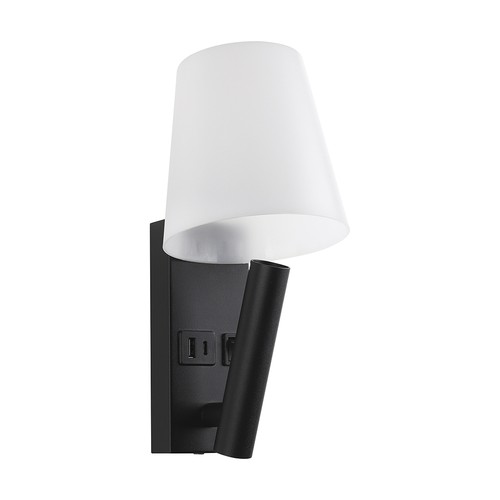 Lampe de chevet LED 2W / applique murale avec charge USB - Noir, 3000K, CREE chip, IP20, design moderne