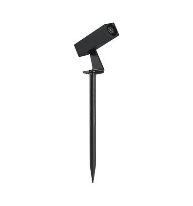 24V LED havespot med spyd - 2W, IP65, sort, firkantet, udendørs, aluminium