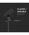 24V LED hagespot med spyd - 2W, IP65, sort, firkantet, utendørs, aluminium