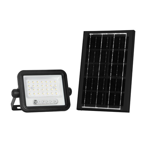 50W Solcelle LED projektør - 700lm, CCT 2000K-8000K, batteriindikator, sort, udendørs