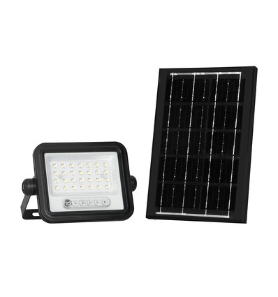 50W Solcelle LED lyskaster - 700lm, CCT 2000K-8000K, batteriindikator, sort, utendørs