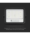 Projecteur LED VT-104W 100W - avec panneau solaire, CCT : 7 en 1, boîtier noir, indicateur de batterie, IP65